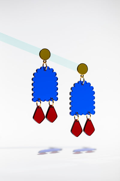 Acrylic Earrings - Scallop Arch Diamonds