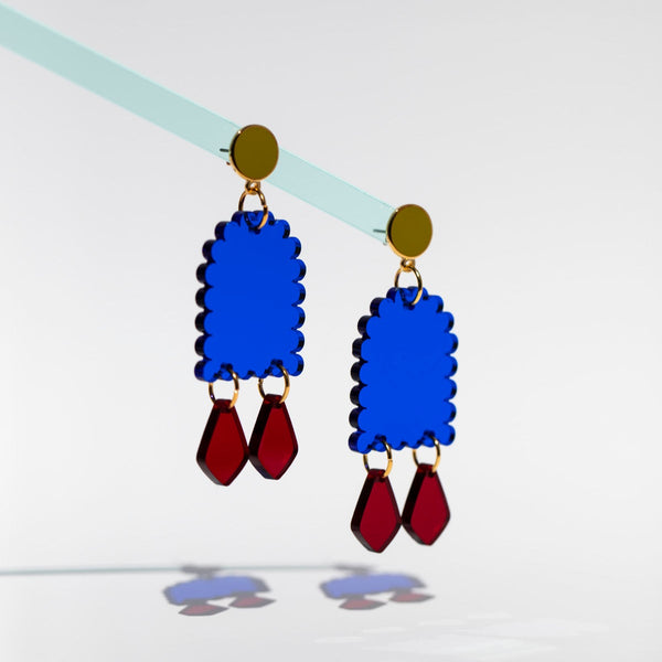 Acrylic Earrings - Scallop Arch Diamonds