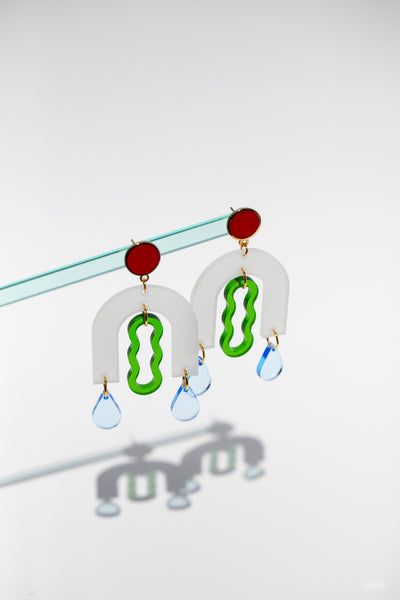Acrylic Earrings - Frosty Arch Wiggle