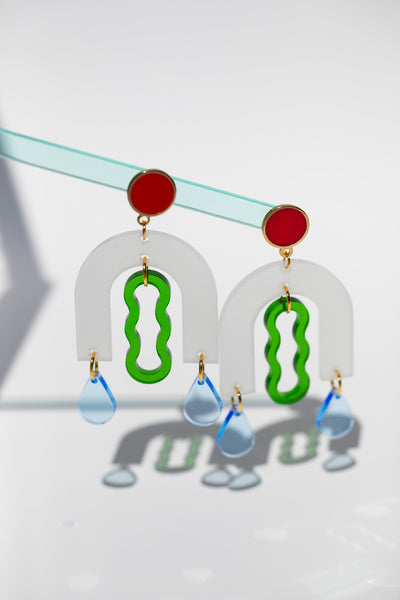 Acrylic Earrings - Frosty Arch Wiggle