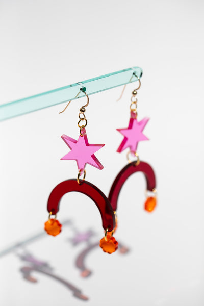 Acrylic Earrings - Starry Arch Puff