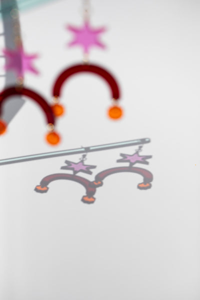 Acrylic Earrings - Starry Arch Puff