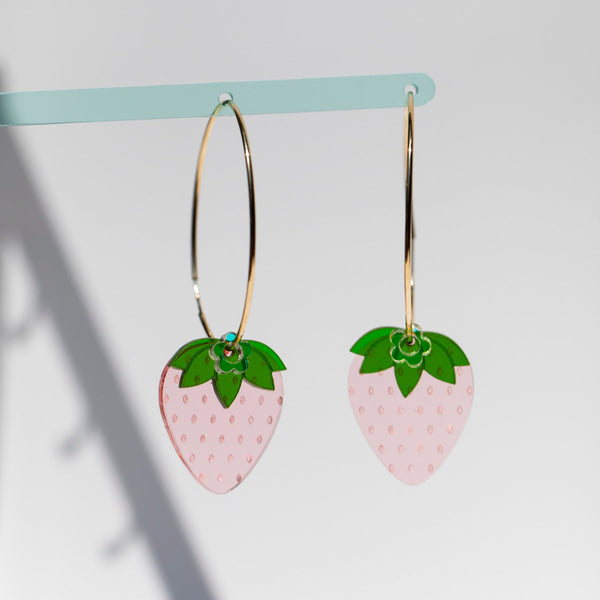 Acrylic Earrings - Strawberry Hoops