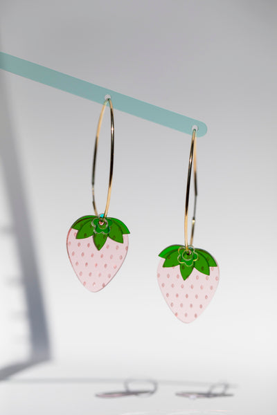 Acrylic Earrings - Strawberry Hoops