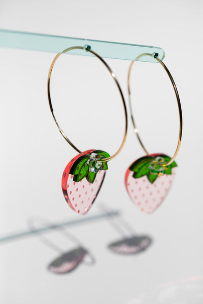 Acrylic Earrings - Strawberry Hoops