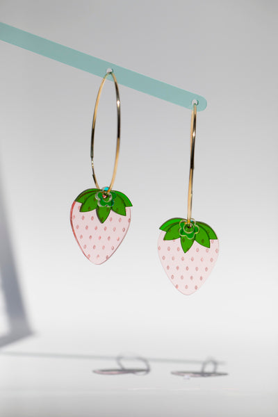 Acrylic Earrings - Strawberry Hoops