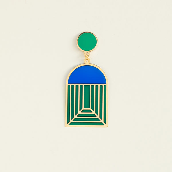 Arch - Translucent Earrings - Jewel Tones (Cobalt/Emerald)