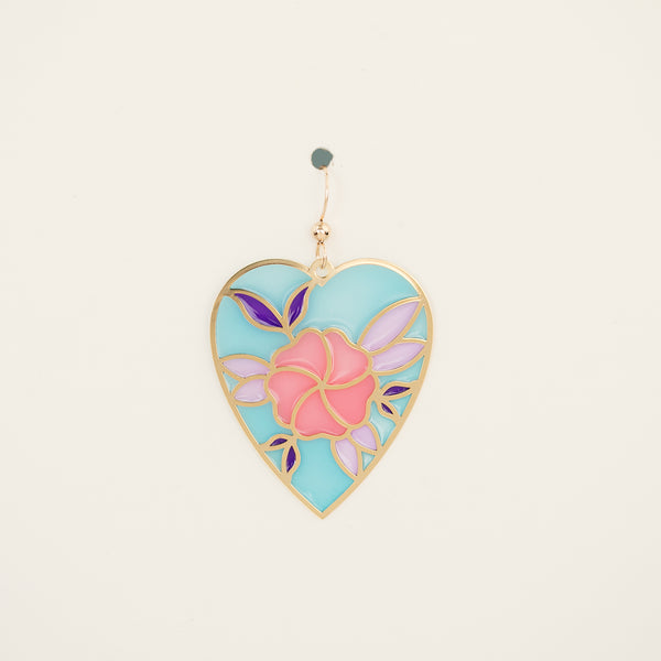Floral Heart Translucent Drop Earrings with Pizza Donkey