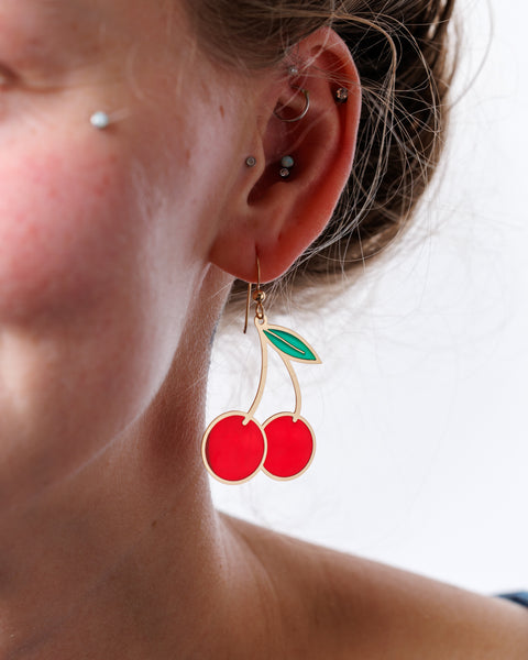 Cherry Stem Translucent Earrings