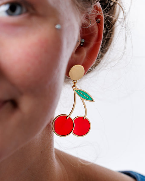 Cherry Stem Translucent Earrings