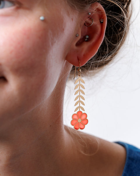 Leafy Flower Translucent Earrings