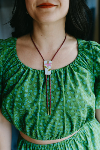 Echinacea Bolo Tie