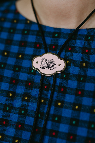 Swan Bolo Tie with Bird World
