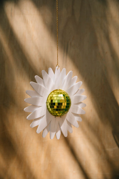 MINI White Petal Daisy Disco Ball