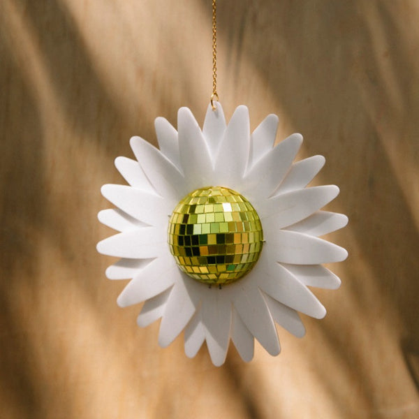 MINI White Petal Daisy Disco Ball