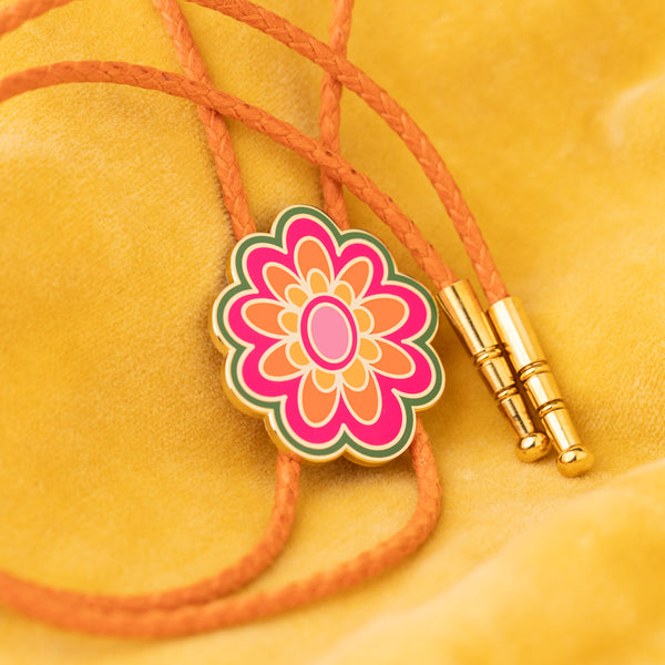 Golden Hearts - Bright Floral Bolo Tie