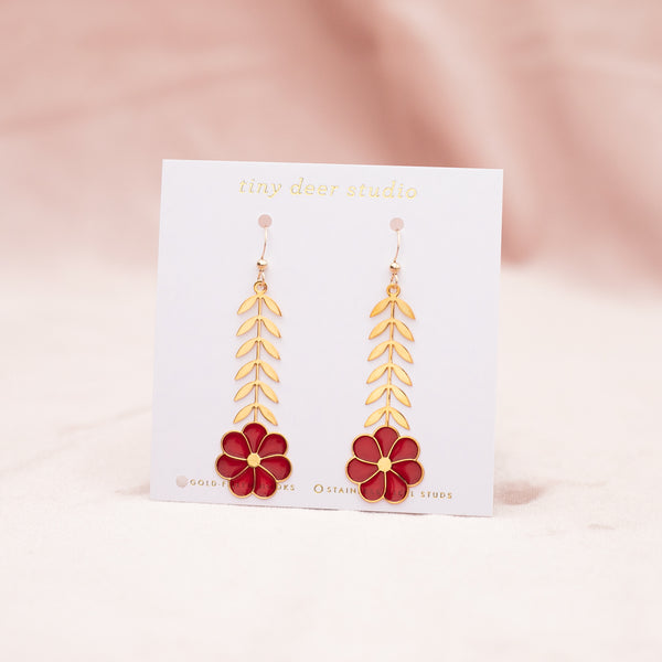 Leafy Flower Translucent Earrings