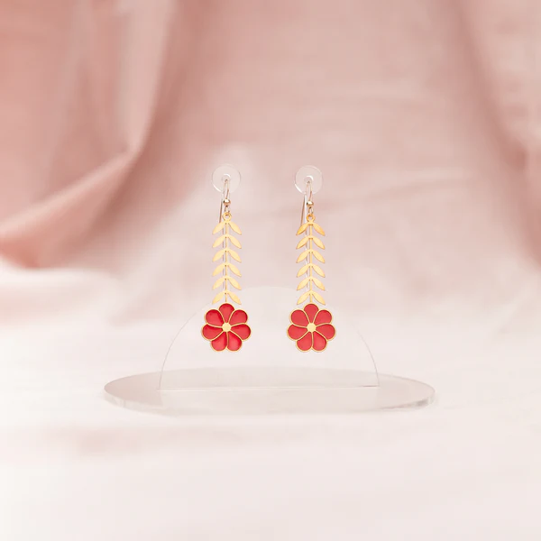 Leafy Flower Translucent Earrings