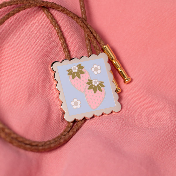 Strawberry Stamp Bolo Tie