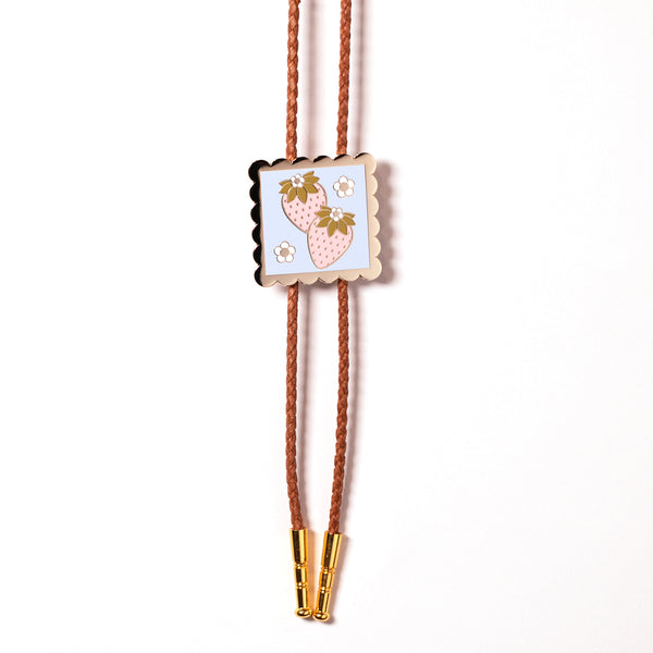 Strawberry Stamp Bolo Tie