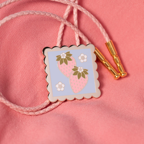 Strawberry Stamp Bolo Tie