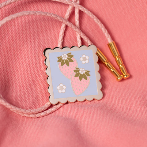 Strawberry Stamp Bolo Tie
