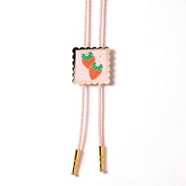 Strawberry Stamp Bolo Tie