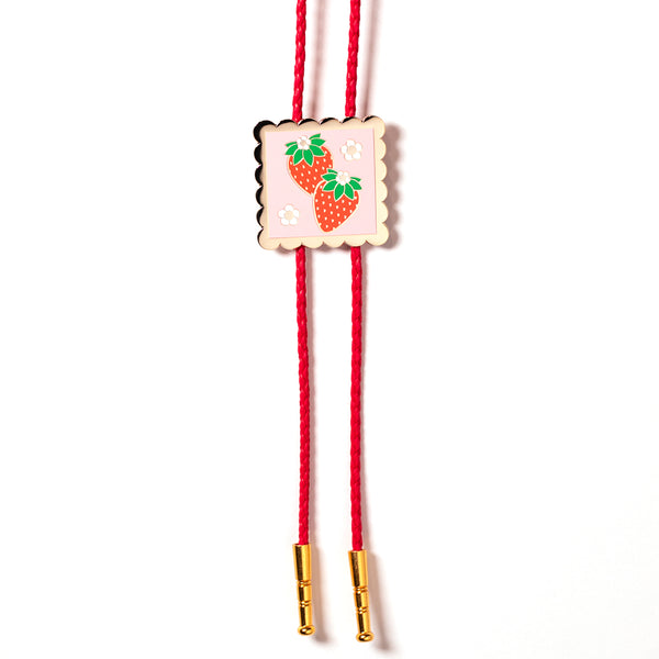 Strawberry Stamp Bolo Tie