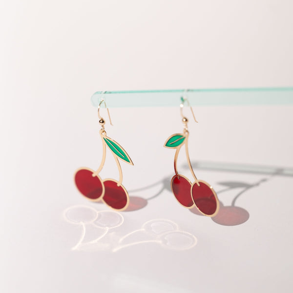 Cherry Stem Translucent Earrings