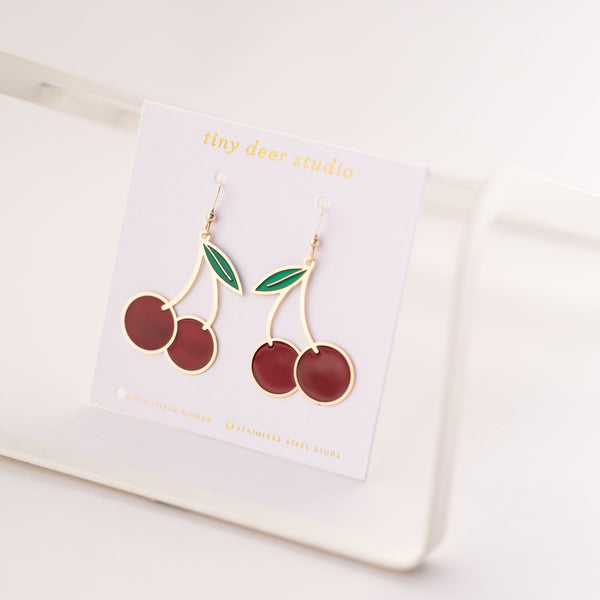 Cherry Stem Translucent Earrings