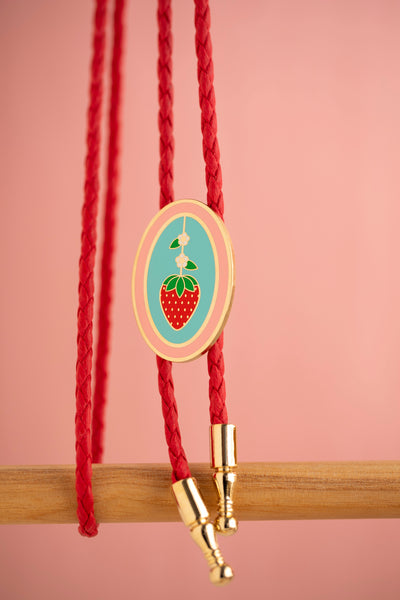 Strawberry Oval Bolo Tie