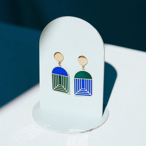 Arch - Translucent Earrings - Jewel Tones (Cobalt/Emerald)