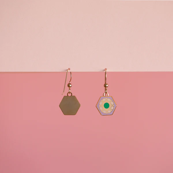 Flower Tile Mini Drop Earrings