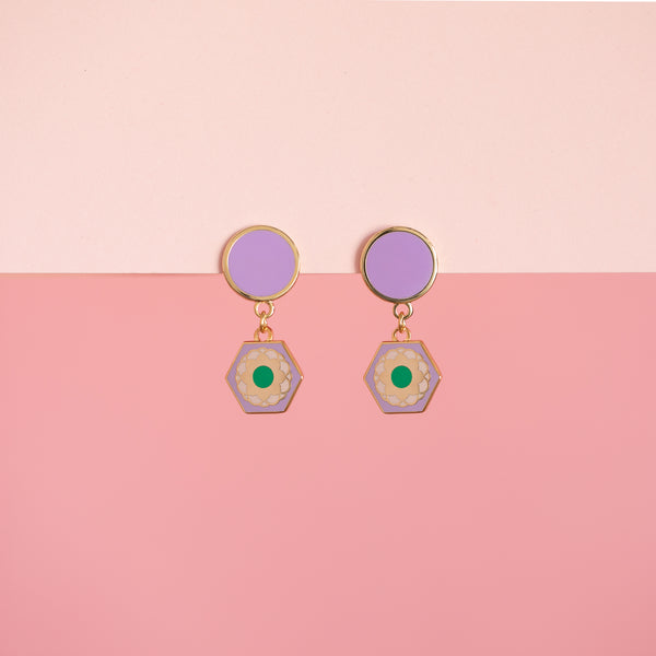 Flower Tile Mini Drop Earrings