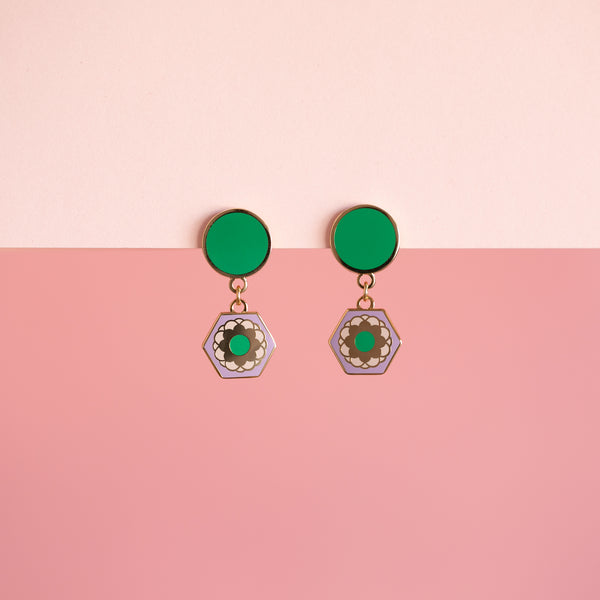 Flower Tile Mini Drop Earrings