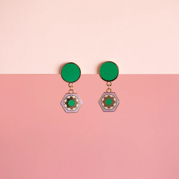 Flower Tile Mini Drop Earrings