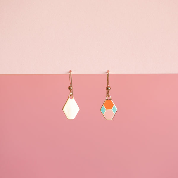 Hex Tile Mini Drop Earrings