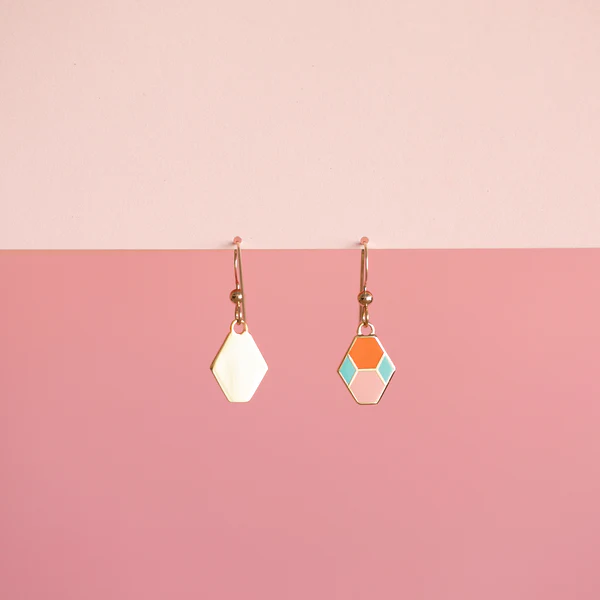 Hex Tile Mini Drop Earrings