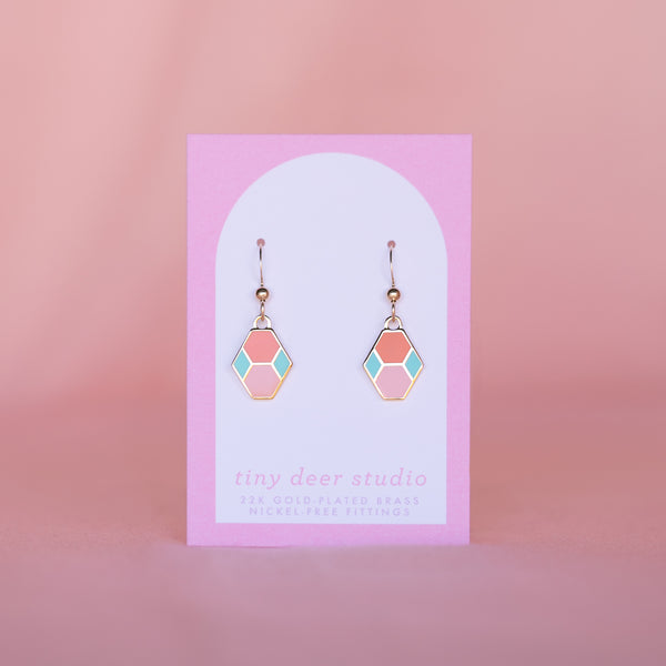 Hex Tile Mini Drop Earrings