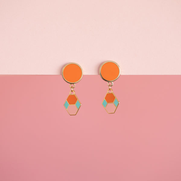 Hex Tile Mini Drop Earrings