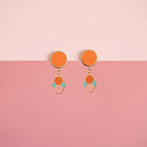 Hex Tile Mini Drop Earrings