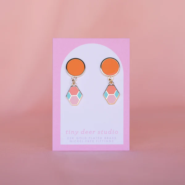 Hex Tile Mini Drop Earrings