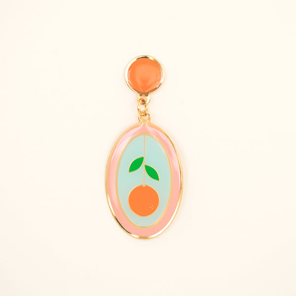 Orange Oval Earrings