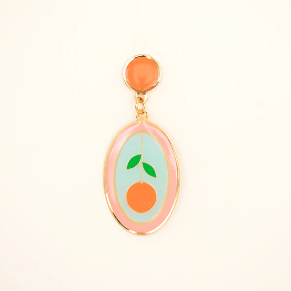 Orange Oval Earrings