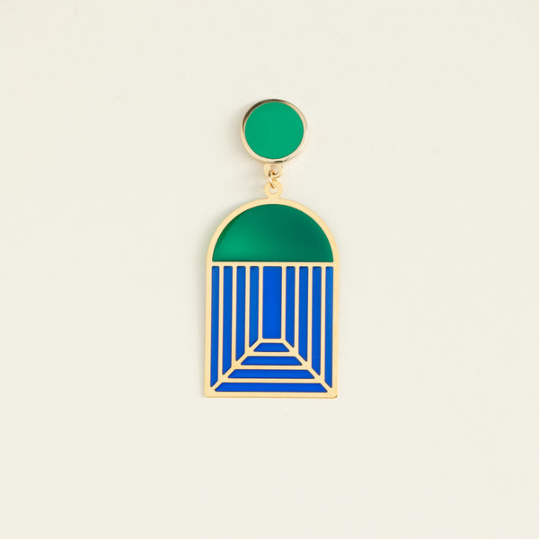 Arch - Translucent Earrings - Jewel Tones (Cobalt/Emerald)