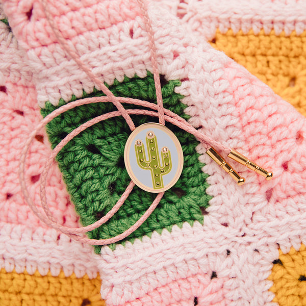 Rhinestone Cactus Bolo Tie