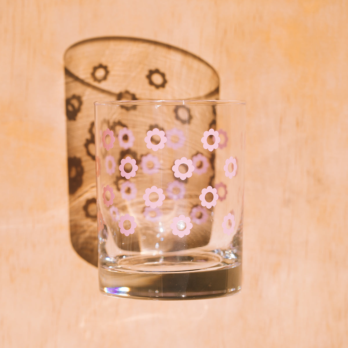 14oz Old Fashioned Glass - Daisies