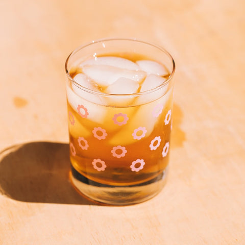 14oz Old Fashioned Glass - Daisies