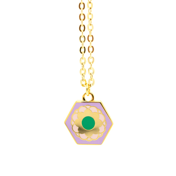 Tiny Charm Necklaces - Flower Hex Tile