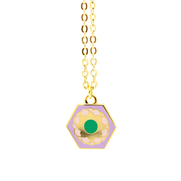 Tiny Charm Necklaces - Flower Hex Tile